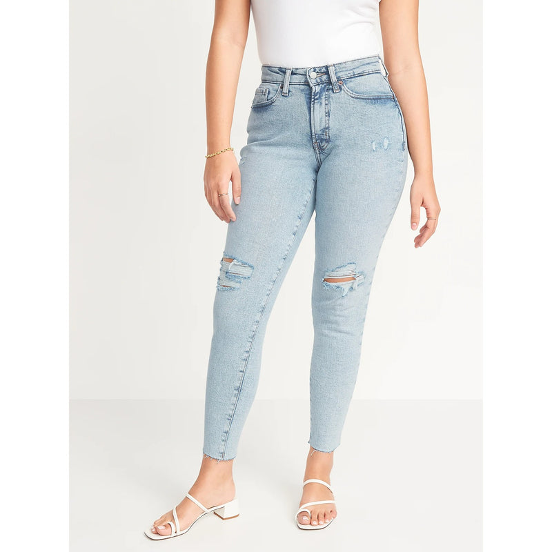 Curvy High-Waisted Straight Ripped Jeans | Montivo Pakistan