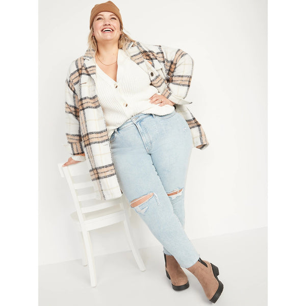Curvy High-Waisted Straight Ripped Jeans | Montivo Pakistan