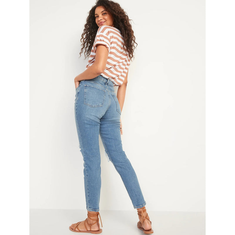 High-Waisted Straight Ripped Jeans | Montivo Pakistan