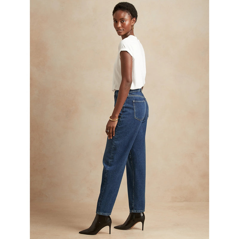 BR High Rise Barrel Dark Jeans | Montivo Pakistan