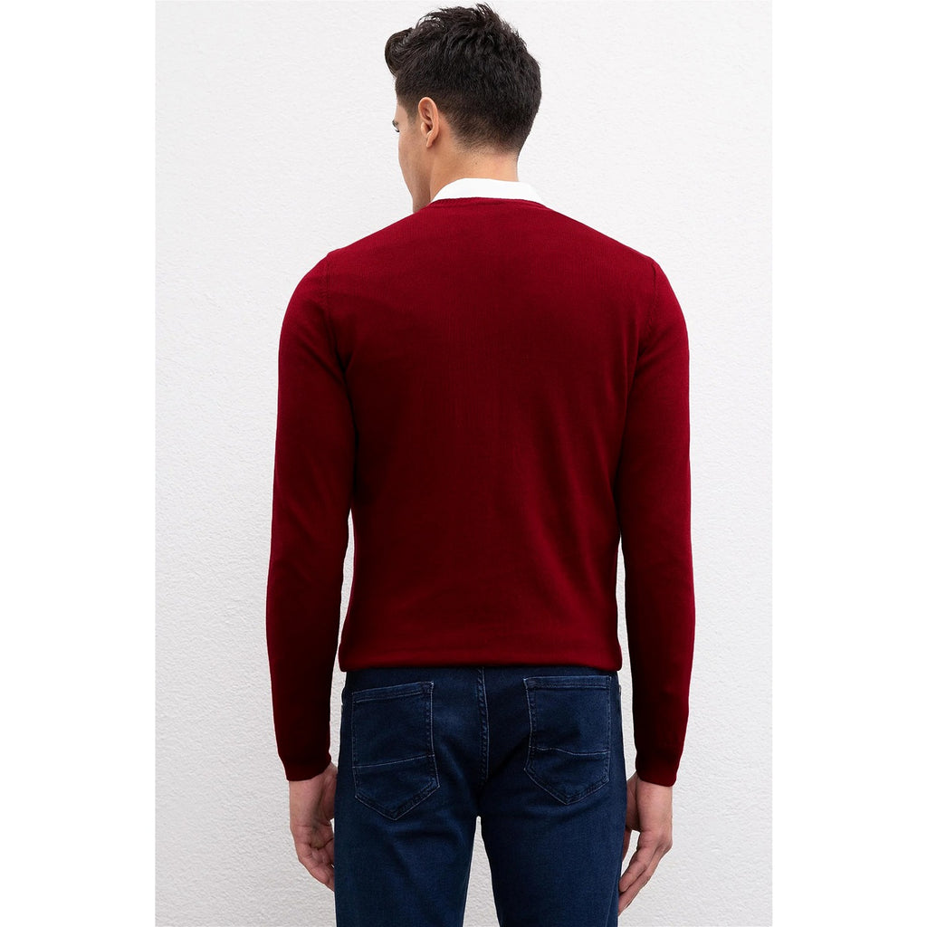 Mens maroon v neck sweater hotsell