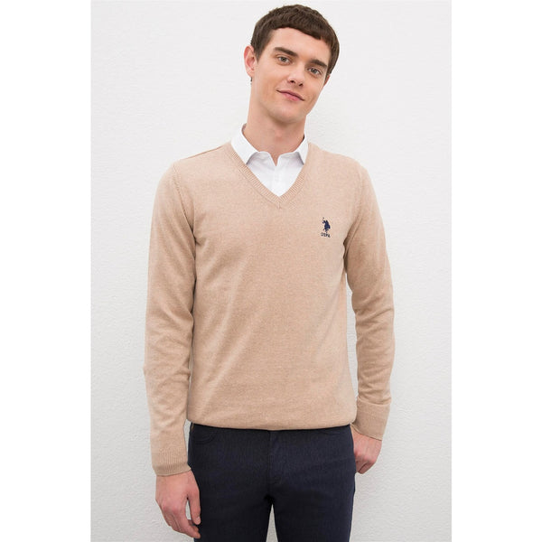 USP Beige V-Neck Sweater | Montivo Pakistan