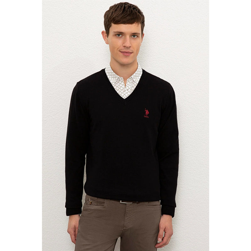 USP Black V-Neck Sweater | Montivo Pakistan