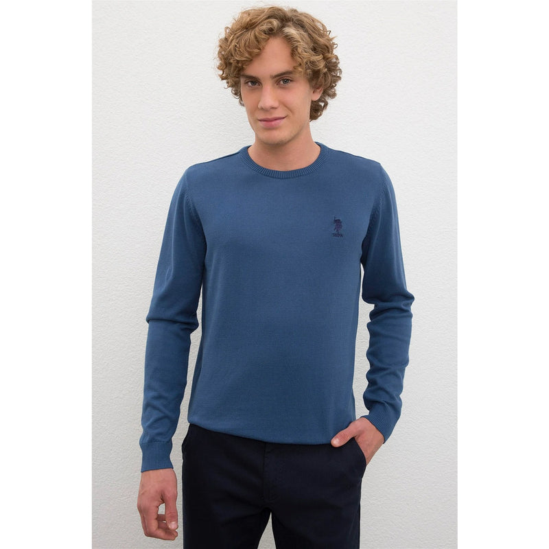 USP Indigo Blue Crew Neck Sweater | Montivo Pakistan