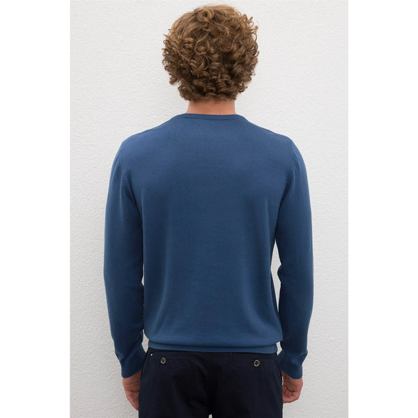 USP Indigo Blue Crew Neck Sweater | Montivo Pakistan