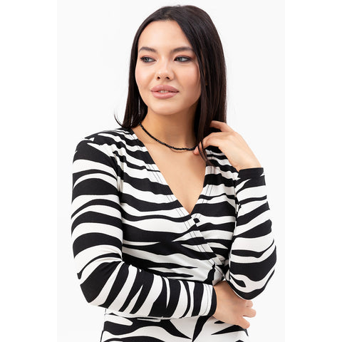 White Double Breasted Patterned Dress | Montivo Pakistan