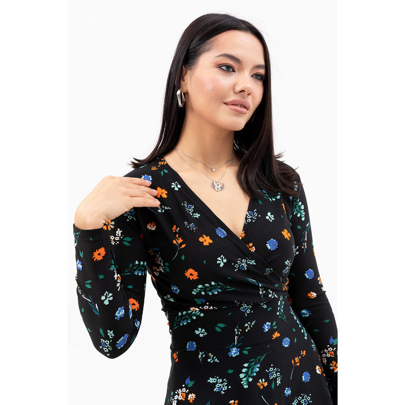 Double Breasted Collar Patterned Dress | Montivo Pakistan