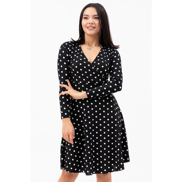 Polka Dotted Double Breasted Patterned Dress | Montivo Pakistan