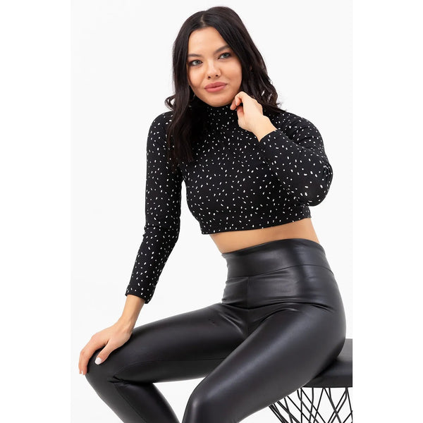 Black Turtleneck Crop Blouse | Montivo Pakistan