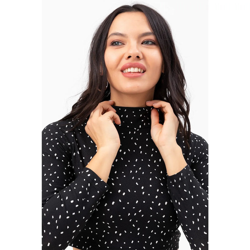 Black Turtleneck Crop Blouse | Montivo Pakistan