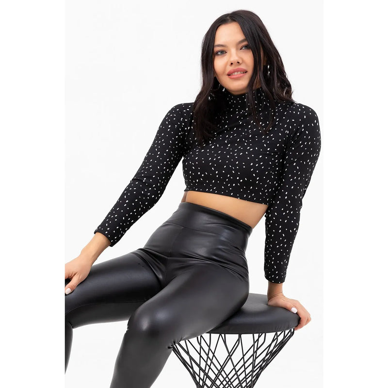 Black Turtleneck Crop Blouse | Montivo Pakistan