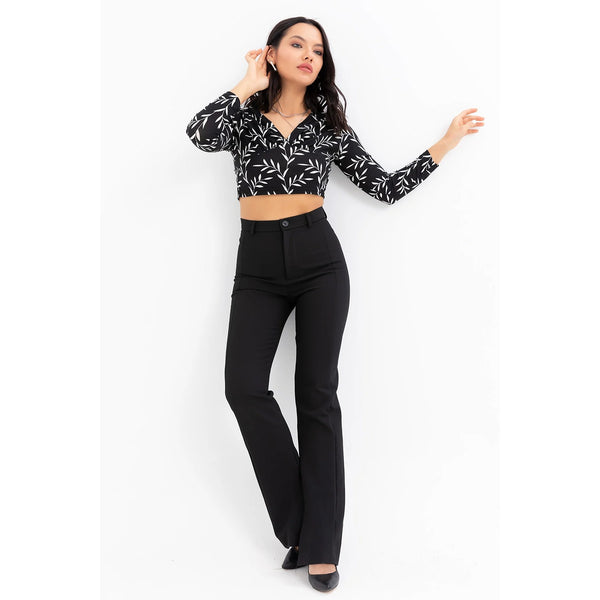 Floral Double Breasted Crop Blouse | Montivo Pakistan