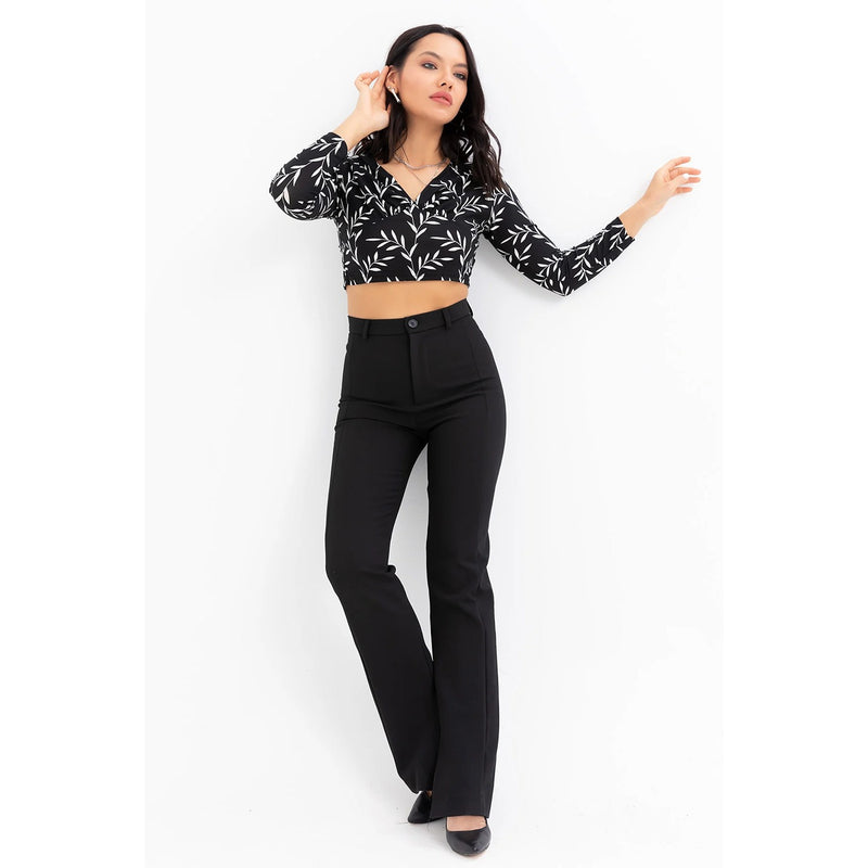 Floral Double Breasted Crop Blouse | Montivo Pakistan