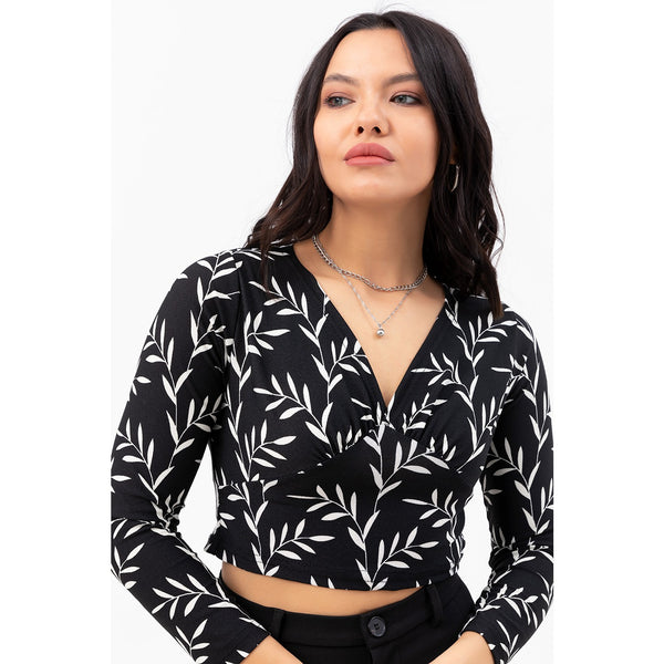 Floral Double Breasted Crop Blouse | Montivo Pakistan