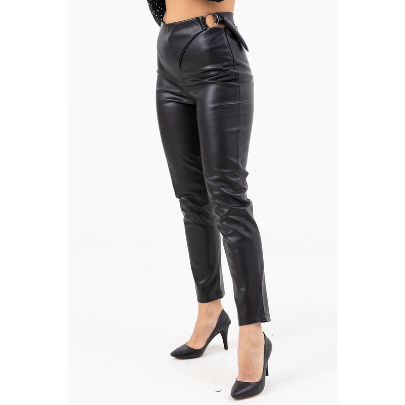 Belted Black Leather Tights | Montivo Pakistan