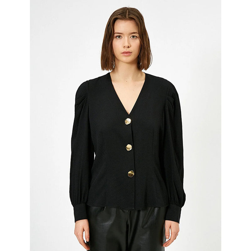 Black V-Neck Shirt | Montivo Pakistan