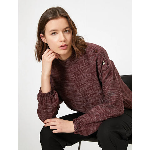 Bordeaux Button Detailed Blouse | Montivo Pakistan