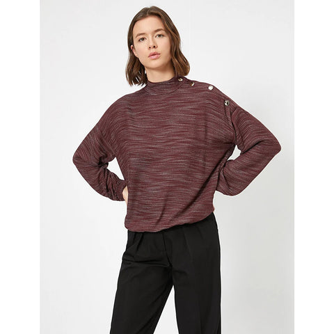 Bordeaux Button Detailed Blouse | Montivo Pakistan