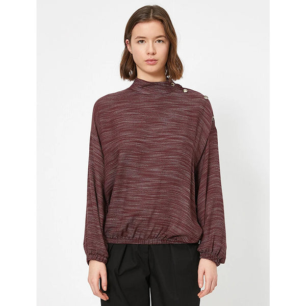 Bordeaux Button Detailed Blouse | Montivo Pakistan