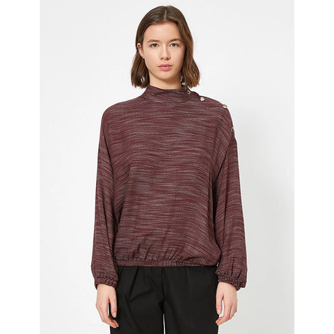 Bordeaux Button Detailed Blouse | Montivo Pakistan