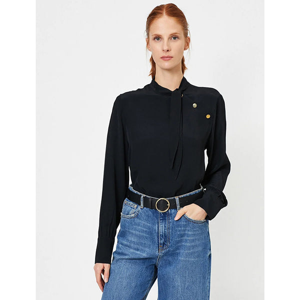 Black Button Detailed Blouse | Montivo Pakistan