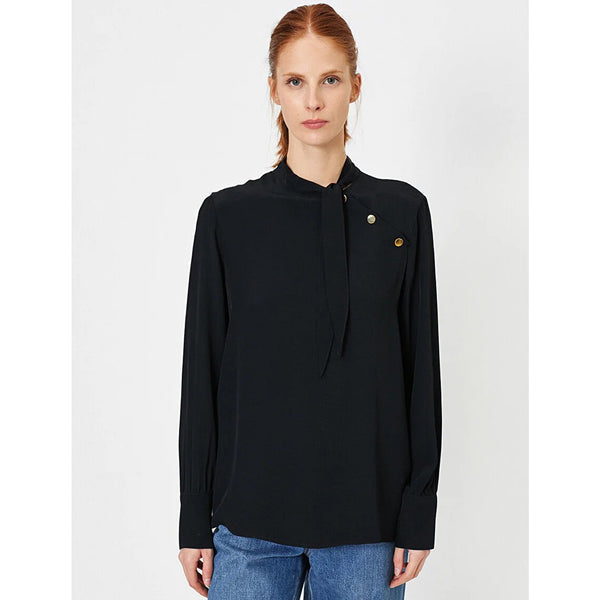 Black Button Detailed Blouse | Montivo Pakistan
