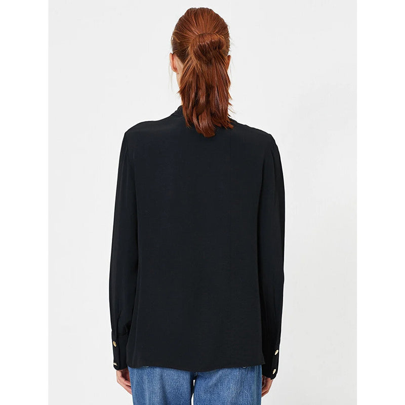 Black Button Detailed Blouse | Montivo Pakistan