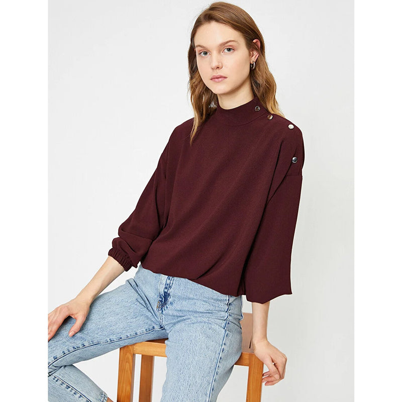 Red Button Detailed Blouse | Montivo Pakistan