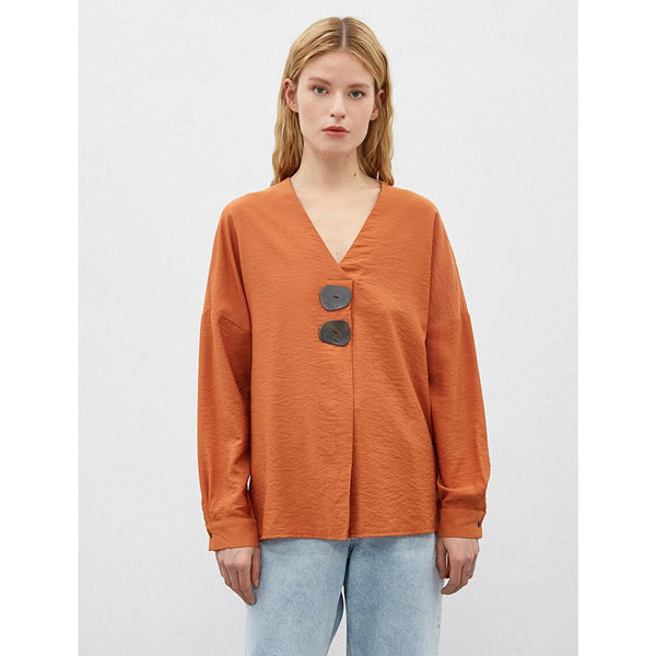 Rust Button Detailed Blouse | Montivo Pakistan