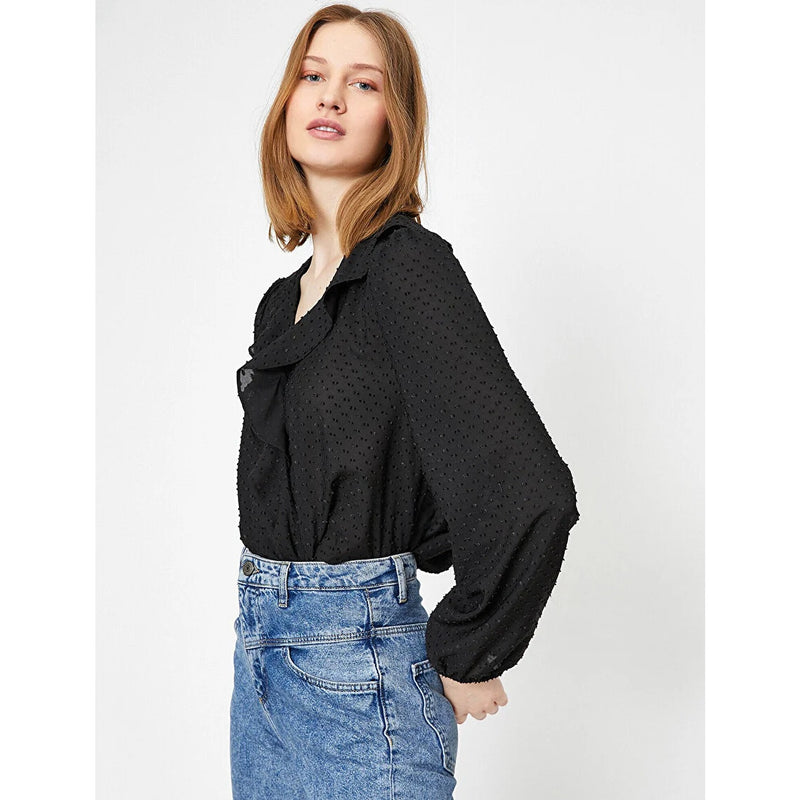 Black Frill Detailed Blouse | Montivo Pakistan
