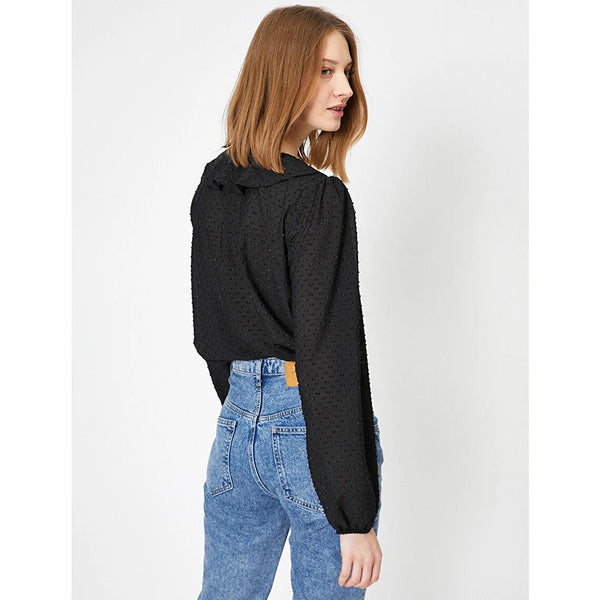Black Frill Detailed Blouse | Montivo Pakistan
