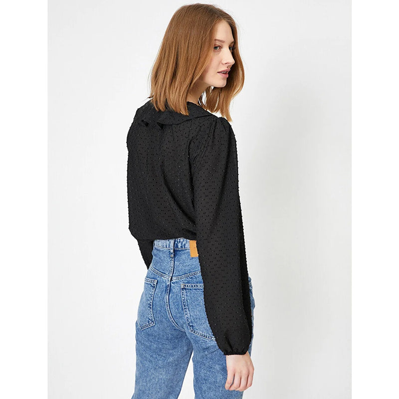 Black Frill Detailed Blouse | Montivo Pakistan