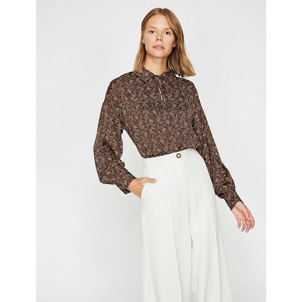 Brown Printed Blouse | Montivo Pakistan