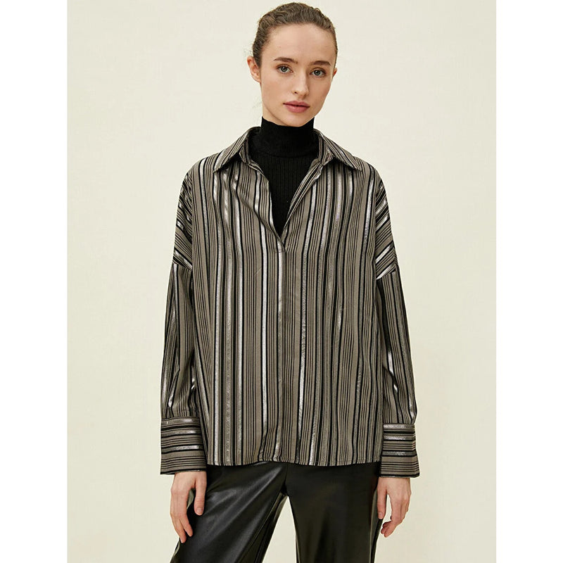 Brown Striped Blouse | Montivo Pakistan