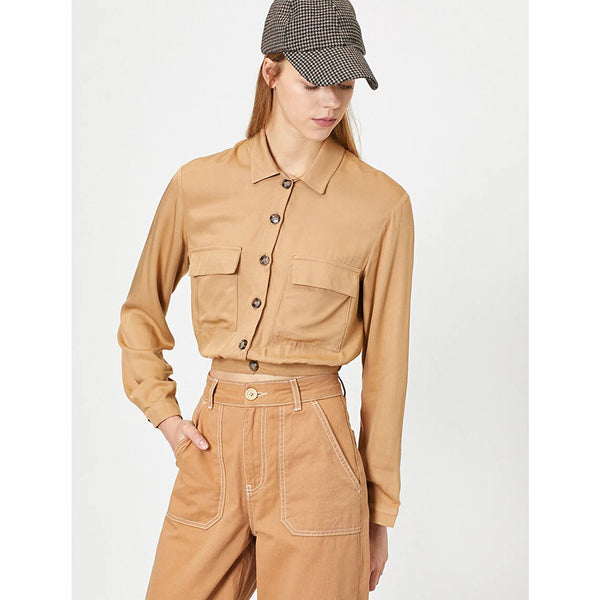Beige Button Detailed Blouse | Montivo Pakistan