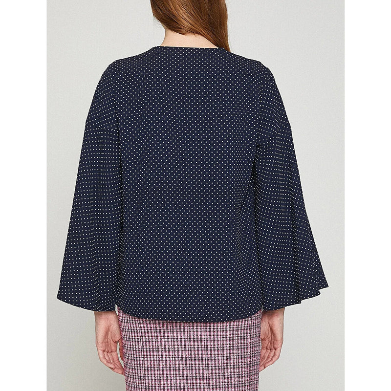 Navy Printed V Neck Blouse | Montivo Pakistan
