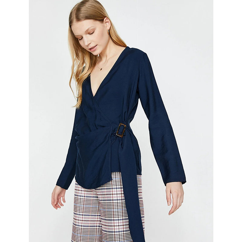 Navy Tie Waist Blouse | Montivo Pakistan