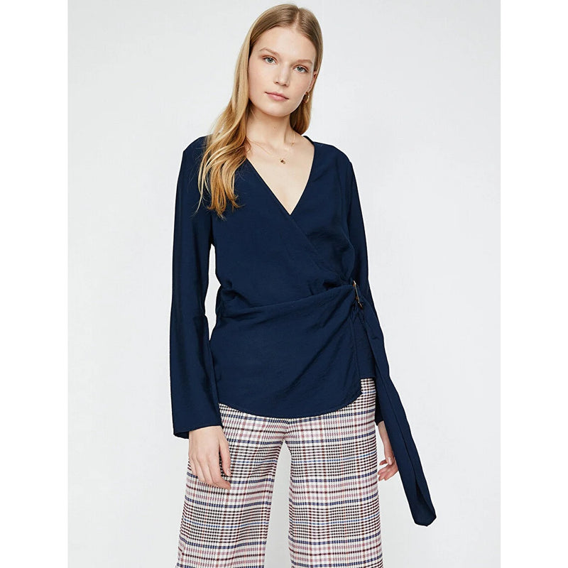 Navy Tie Waist Blouse | Montivo Pakistan