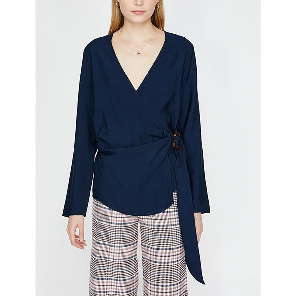Navy Tie Waist Blouse | Montivo Pakistan