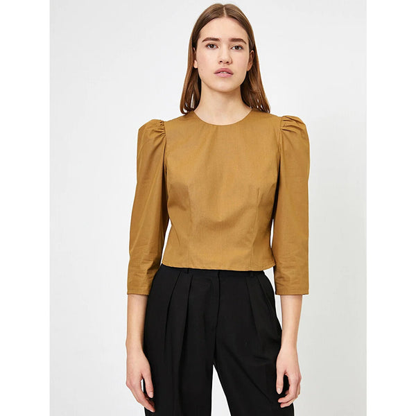 Mustard Crew Neck Blouse | Montivo Pakistan