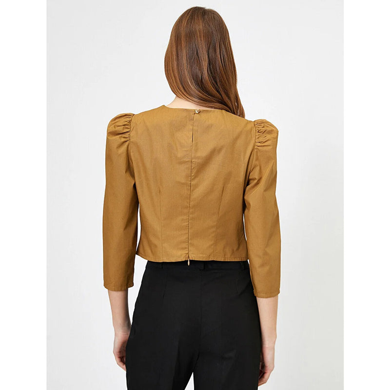 Mustard Crew Neck Blouse | Montivo Pakistan