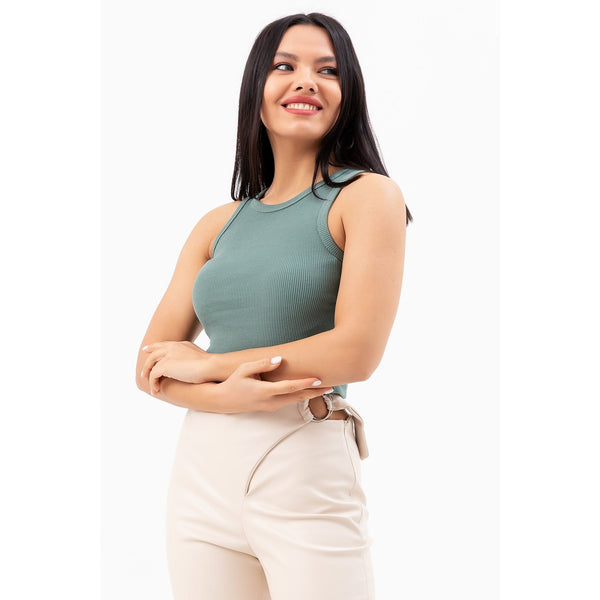 Light Green Corded Crop Singlet | Montivo Pakistan