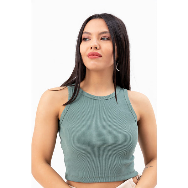 Light Green Corded Crop Singlet | Montivo Pakistan