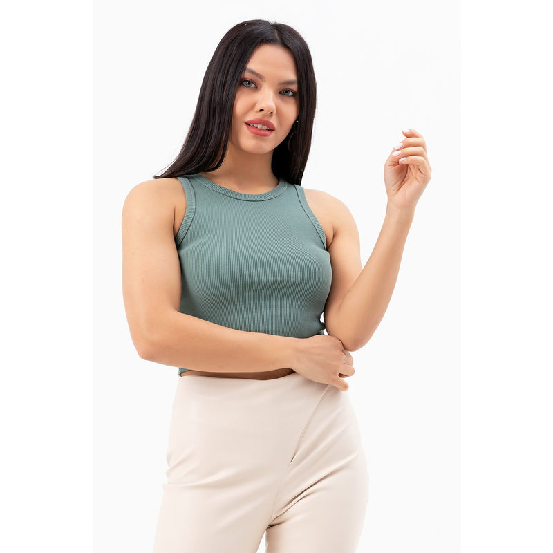 Light Green Corded Crop Singlet | Montivo Pakistan