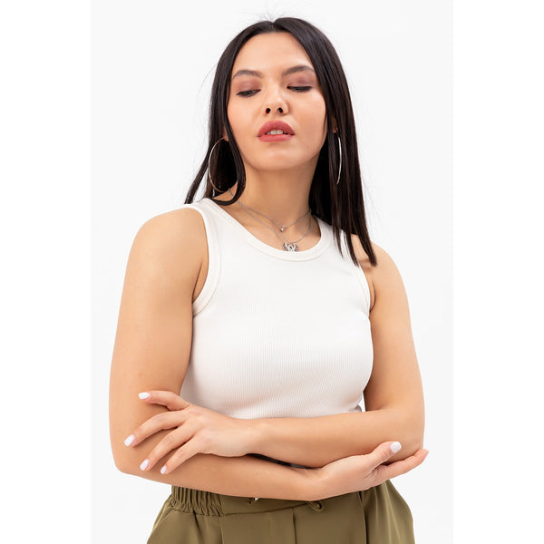 Cream Corded Crop Singlet | Montivo Pakistan