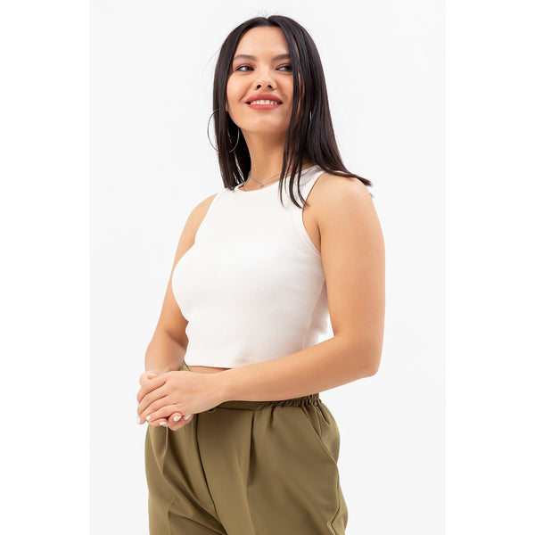 Cream Corded Crop Singlet | Montivo Pakistan