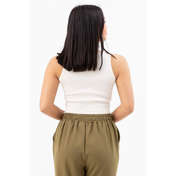 Cream Corded Crop Singlet | Montivo Pakistan