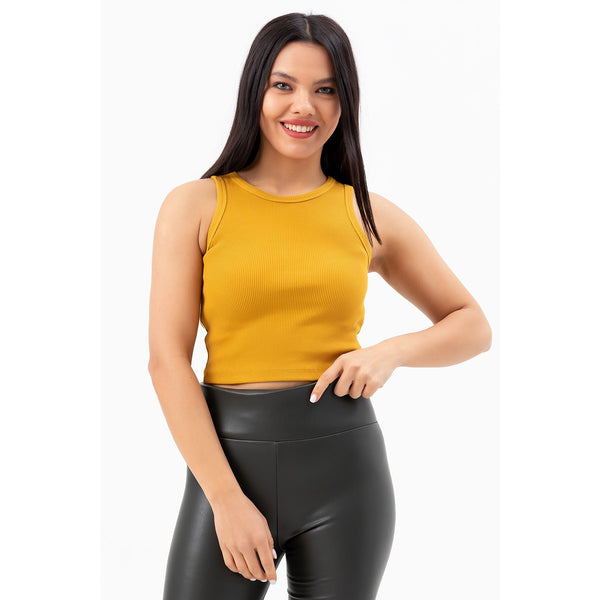 Mustard Corded Crop Singlet | Montivo Pakistan