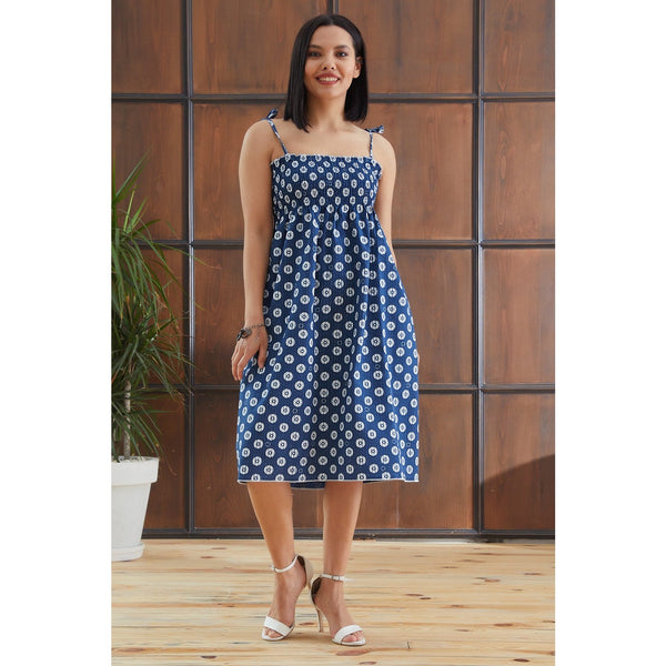 Blue Patterned Dress | Montivo Pakistan