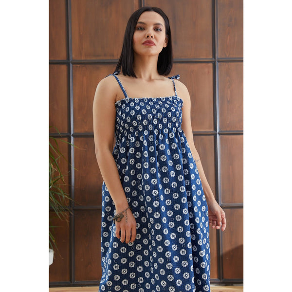 Blue Patterned Dress | Montivo Pakistan